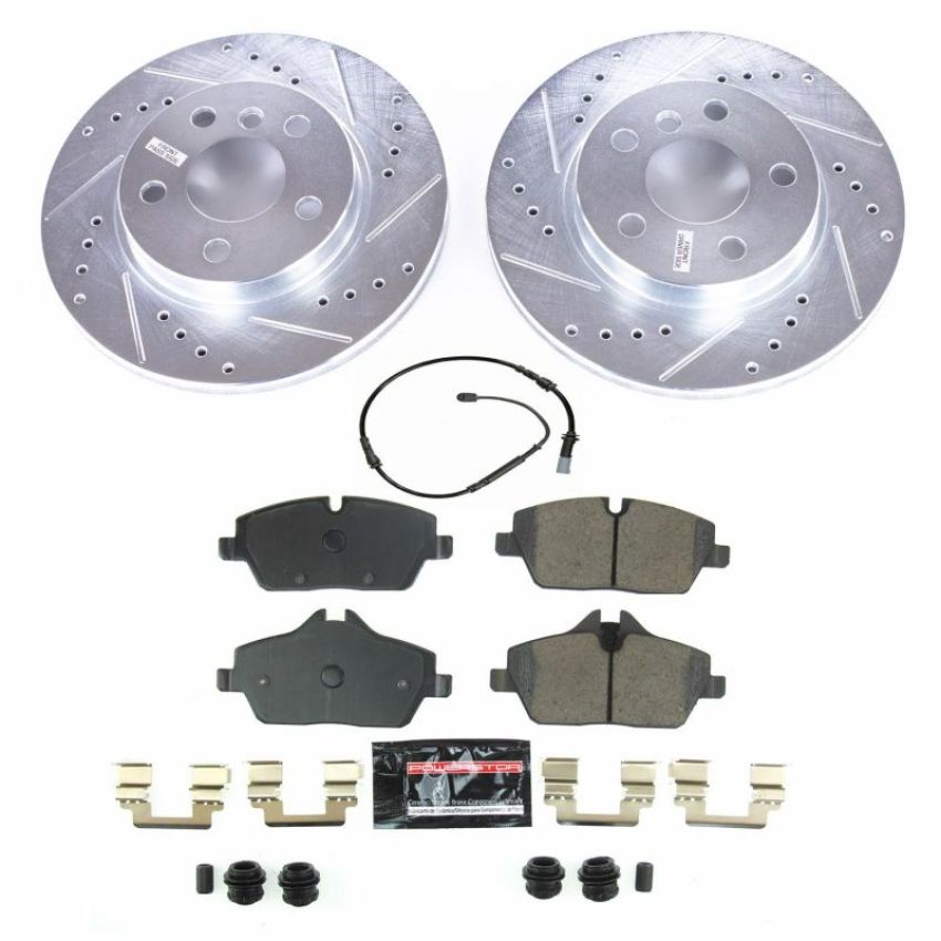 PowerStop K8112 Z23 Daily Driver Carbon-Fiber Ceramic Brake Pad and Drilled & Slotted Rotor Kit
