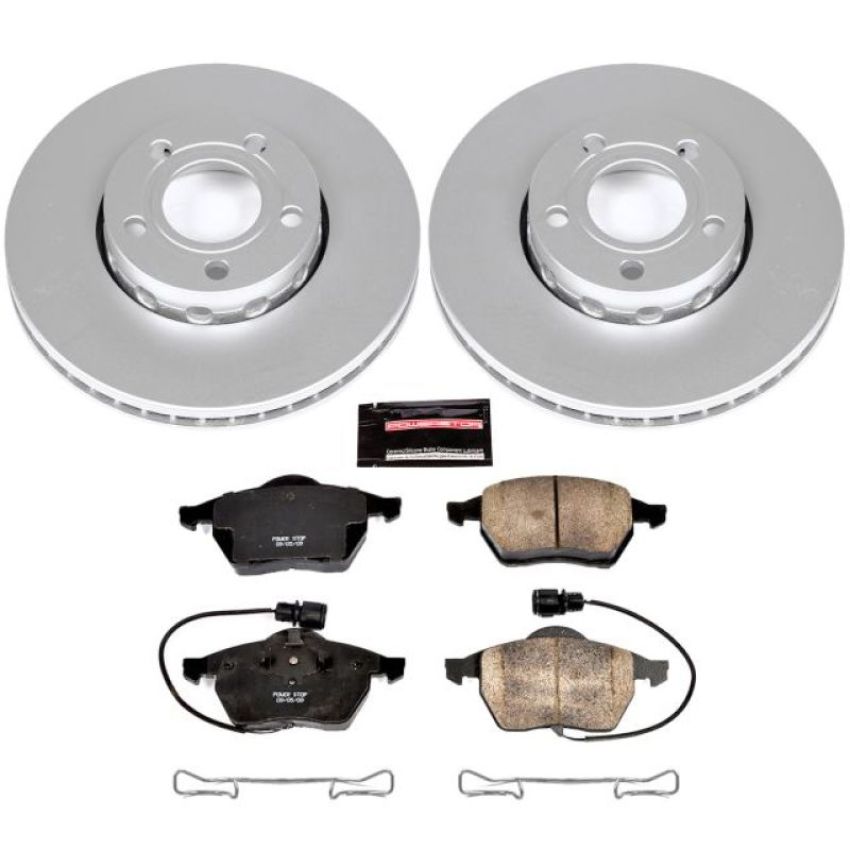 PowerStop CRK3104 Genuine Geomet Coated Rotor and Carbon-Fiber Ceramic Brake Pad Kit