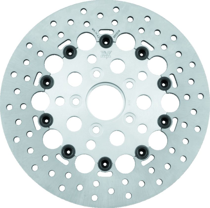 TwinPower 666835 Twin Power 84-17 Big Twin Exc 11.8 and Lug Mount 84-13 XL Front 11.5 Floating Rotor W/Holes Silver
