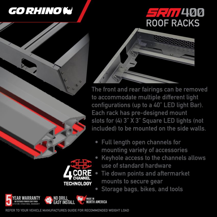 Go Rhino 5934068T SRM 400 Roof Rack - 68in