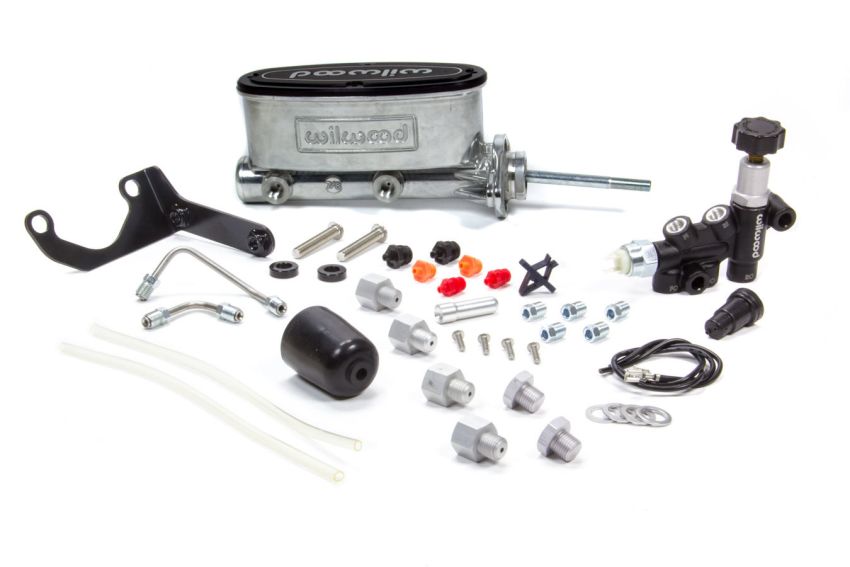 Wilwood 261-13271-P HV Tandem M/C Kit w L/H Bracket & Prop Valve - 7/8in Bore Ball Burnished-W/Pushrod