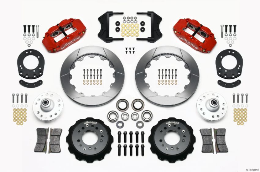 Wilwood 140-12637-R Narrow Superlite 6R Front Hub Kit 12.88in Red 1965-1969 Mustang Drum Spindle