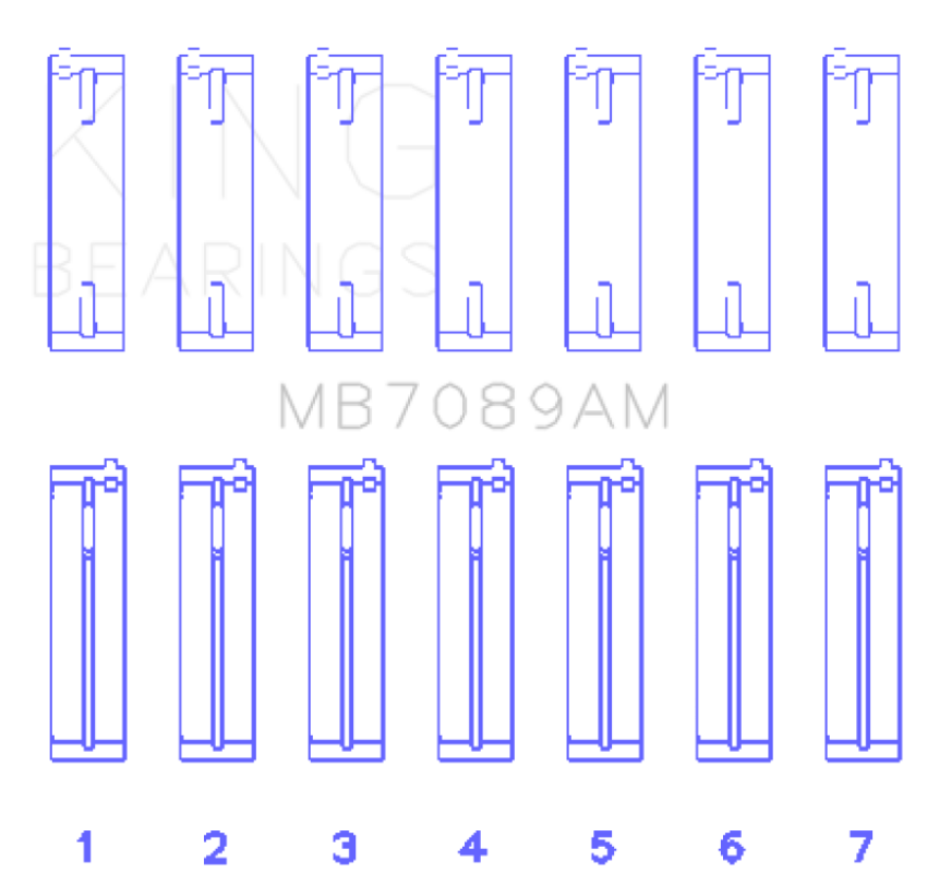 King Audi/Volkswagen ABV/AES/AUE Crankshaft Main Bearing Set (Set of 7) (Standard Size)