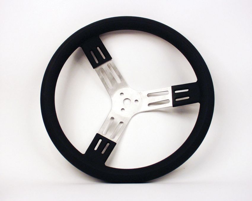 LONGACRE LON52-56801 15in Steering Wheel Blk Alum Smooth Grip