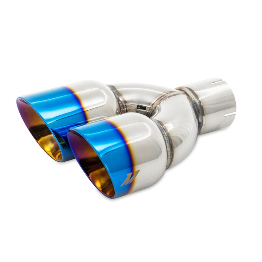 Mishimoto MMEXH-TIP-FSTBT Dual Offset Tips 2.5in Inlet 3in Outlet Slash Cut - Burnt