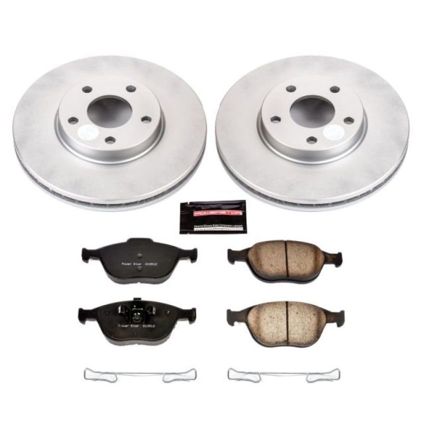 PowerStop CRK5580 Genuine Geomet Coated Rotor and Low-Dust Ceramic Brake Pad Kit