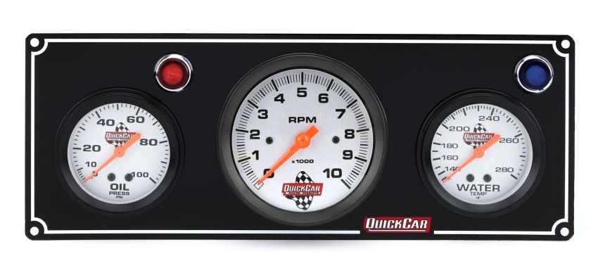 QUICKCAR RACING PRODUCTS QRP61-67313 2-1 Gauge Panel OP/WT w/ 3in Tach Black