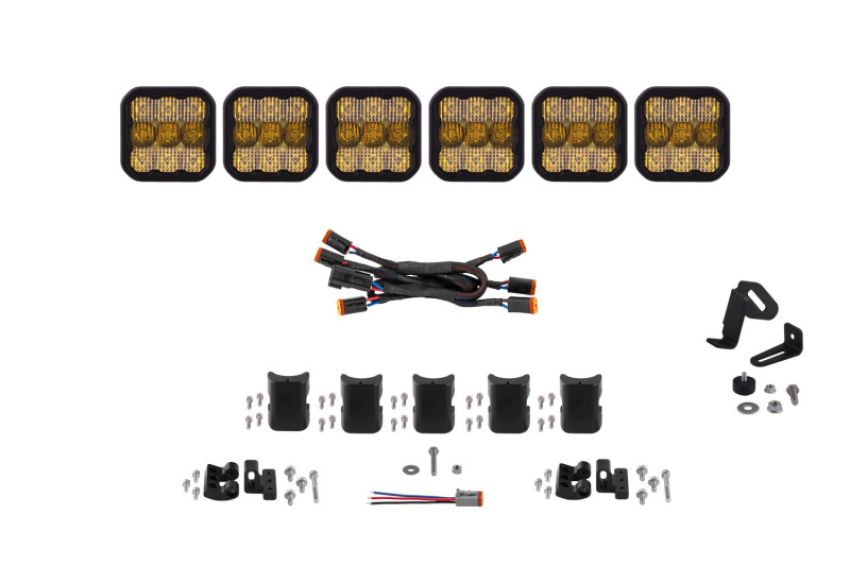 Diode Dynamics DD7245 SS5 Pro Universal CrossLink 6-Pod Lightbar - Yellow Combo