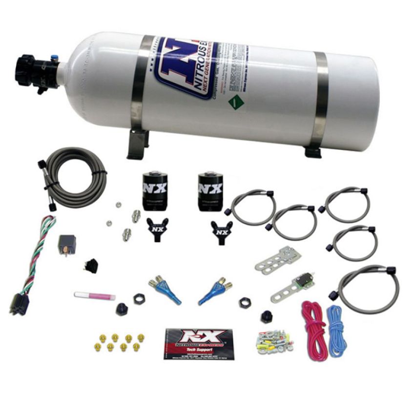 Nitrous Express 20315-15 DODGE EFI FULL RACE (100-150-200-300HP) DUAL NOZZLE WITH 15LB BOTTLE