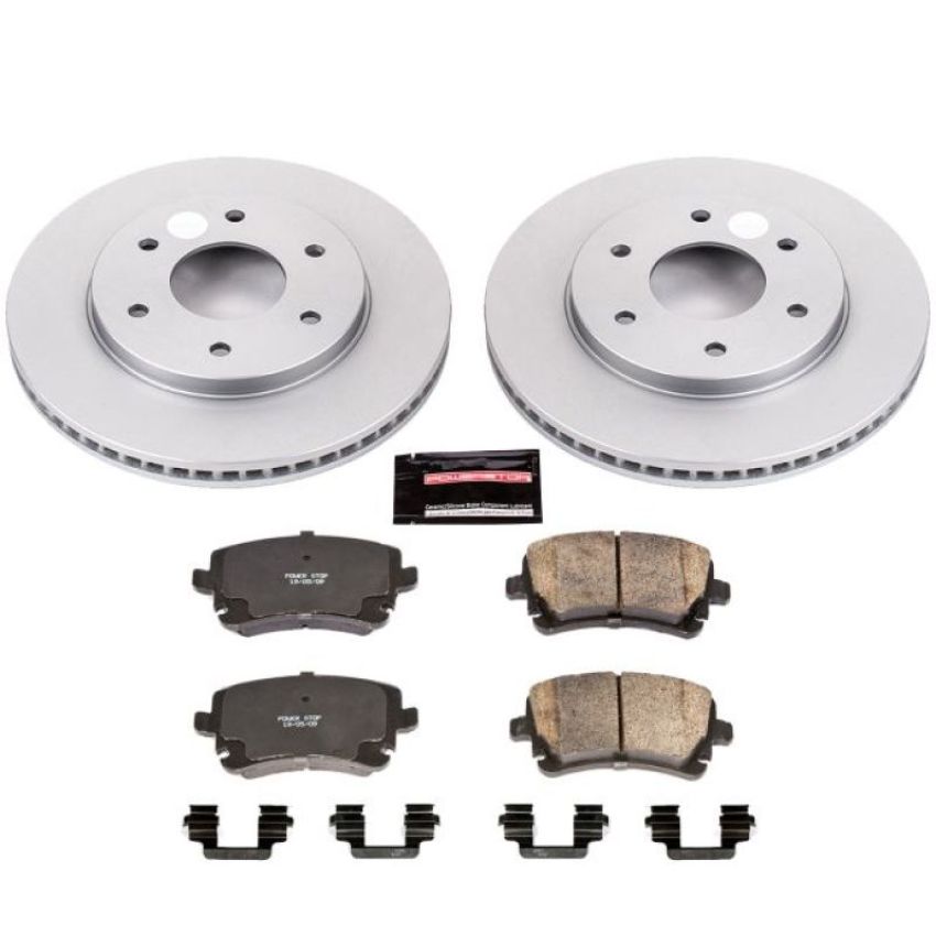 PowerStop CRK2442 Genuine Geomet Coated Rotor and Low-Dust Ceramic Brake Pad Kit