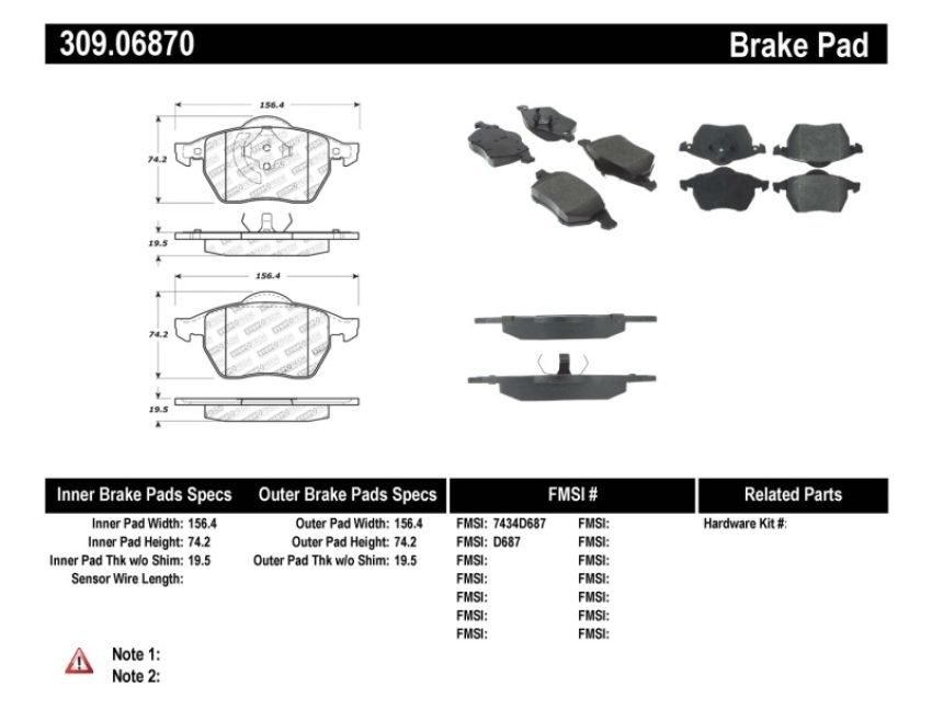 Stoptech 309.06870 Performance Brake Pads