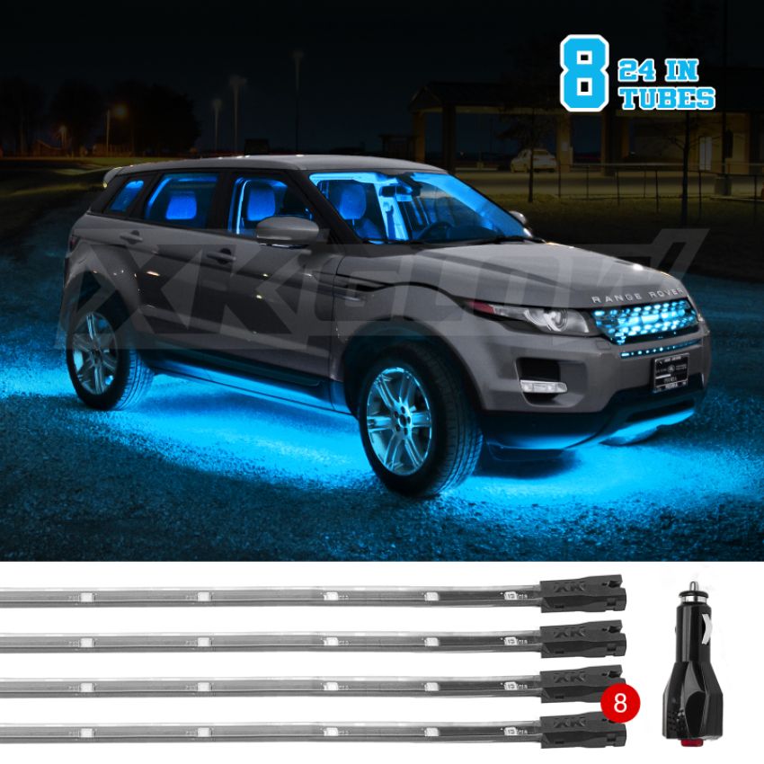 XKGLOW XK041002-AB XK Glow Tube Single Color Underglow LED Accent Light Car/Truck Kit Light Blue - 8x24In