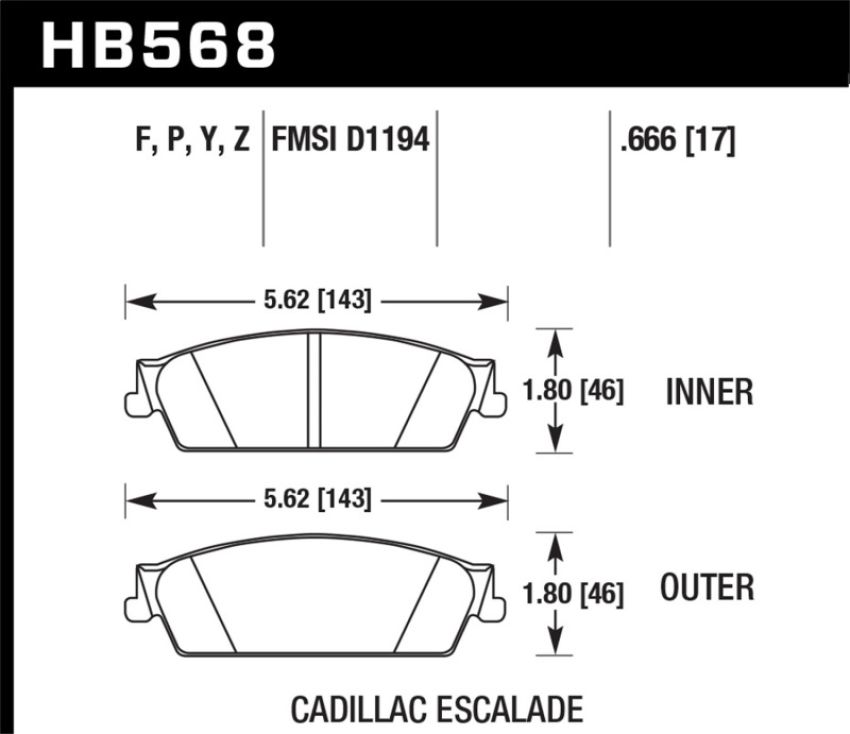 Hawk Performance HB568Z.666 Performance Ceramic Disc Brake Pad