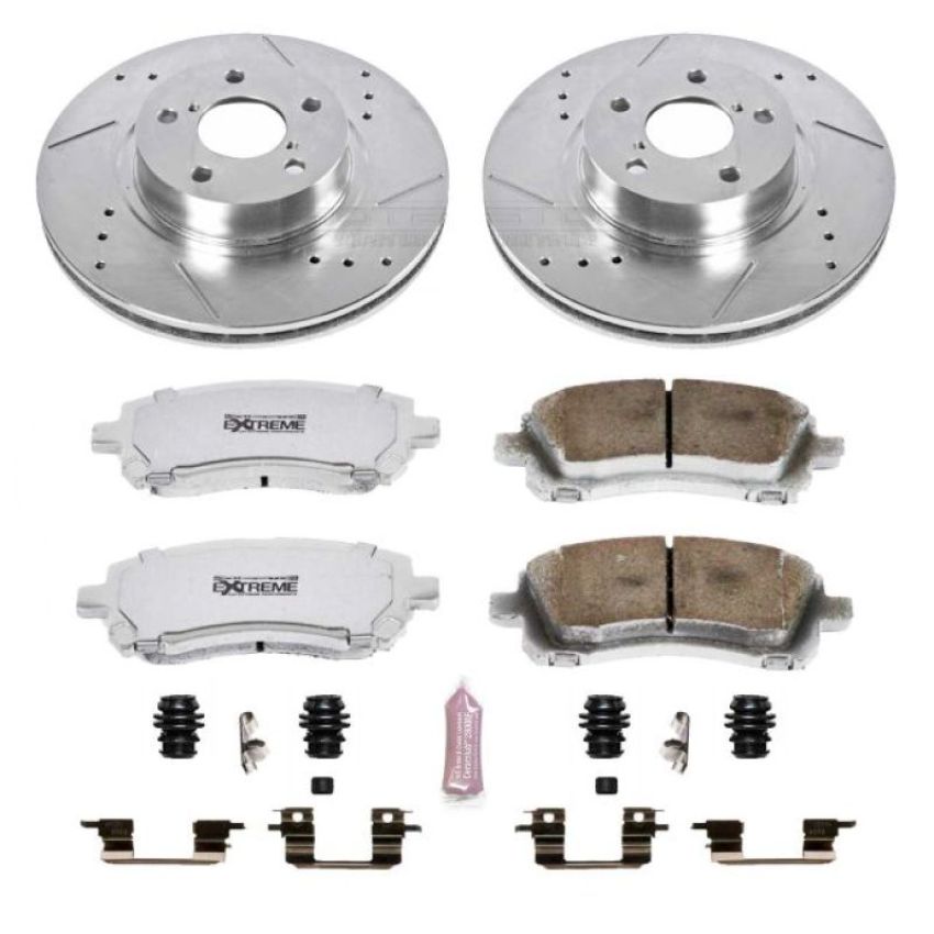 PowerStop K1120-26 Z26 Street Performance Ceramic Brake Pad and Drilled & Slotted Rotor Kit