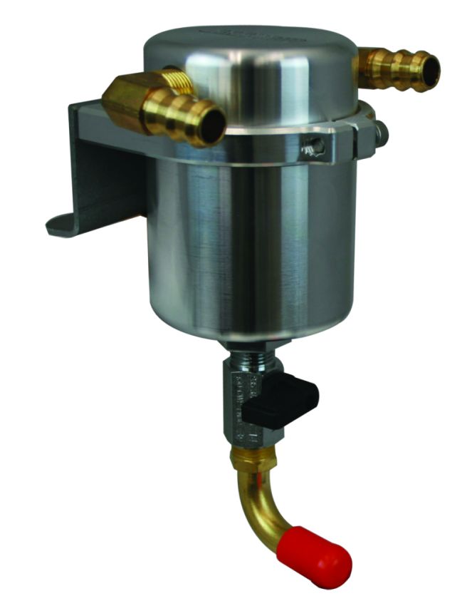 Moroso 85520 11-14 Ford F-150 EcoBoost/5.0L Air/Oil Separator Catch Can - Large Body - Billet Aluminum