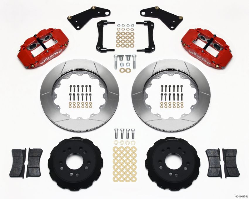 Wilwood 140-10617-R Narrow Superlite 6R Front Hat Kit 14.00in Red 65-82 Corvette C2/C3