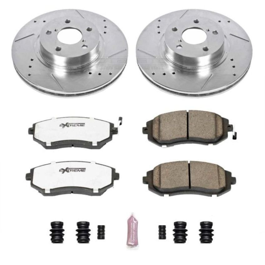 PowerStop K1124-26 Z26 Street Performance Ceramic Brake Pad and Drilled & Slotted Rotor Kit