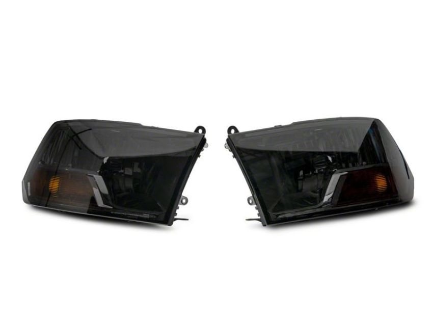 Raxiom R118019 09-18 Dodge RAM 1500 Axial OEM Rep Headlights w/ Single Bulb- Chrome Housing (Smoked Lens)