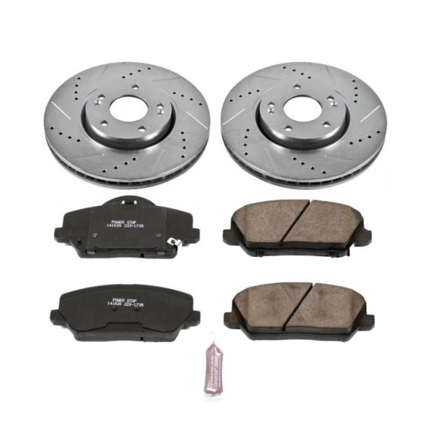 PowerStop K6935 Z23 Daily Driver Carbon-Fiber Ceramic Brake Pad and Drilled & Slotted Rotor Kit