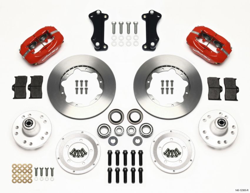 Wilwood 140-12305-R Forged Dynalite Front Kit 11.00in Red Heidts Tri -5 2 inch Drop Spindle