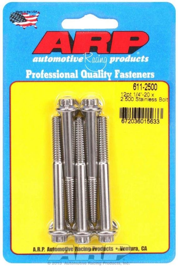ARP ARP611-2500 S/S Bolt Kit - 12pt. (5) 1/4-20 x 2.500