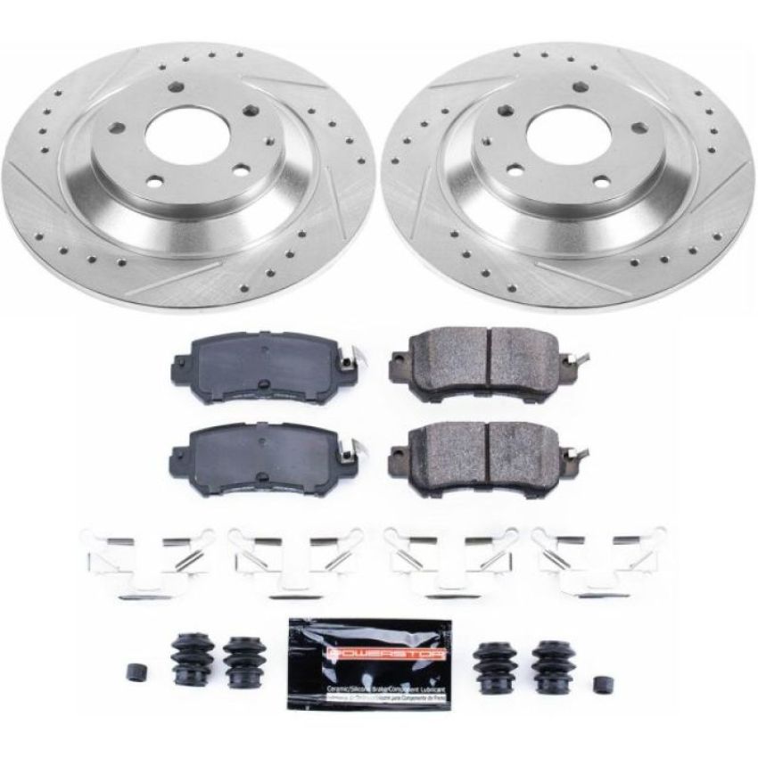 PowerStop K6964 Z23 Daily Driver Carbon-Fiber Ceramic Brake Pad and Drilled & Slotted Rotor Kit
