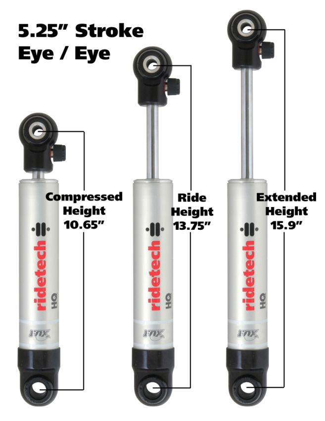 Ridetech 22159841 Rear HQ Shock Absorber with 5.25