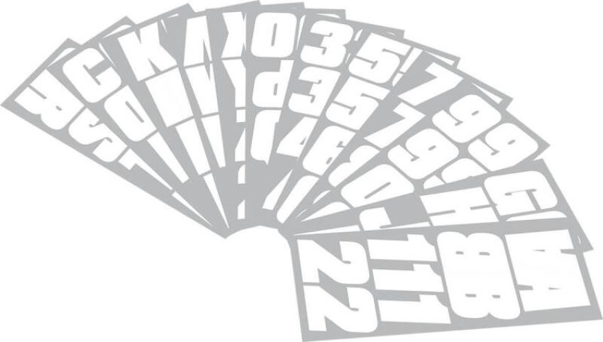 Hardline WHI500EC Snowmobile Lettering Registration Kit 2 in. - 500 Solid White/