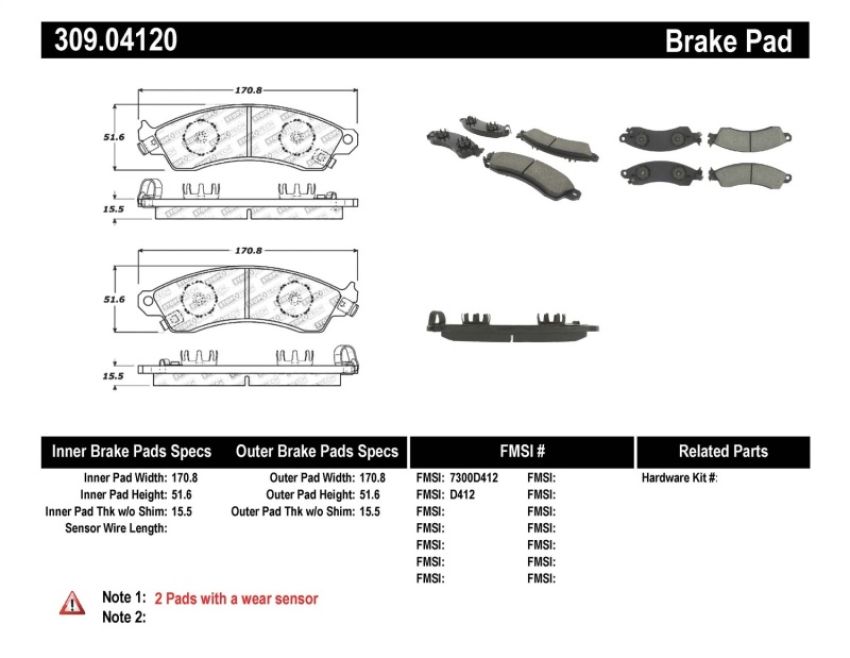 Stoptech 309.04120 Performance Brake Pads