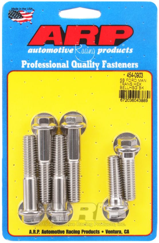 ARP 454-0903 Small Block Ford Manual Transmission Hex Bellhousing Bolt Kit - Polished Stainless Steel