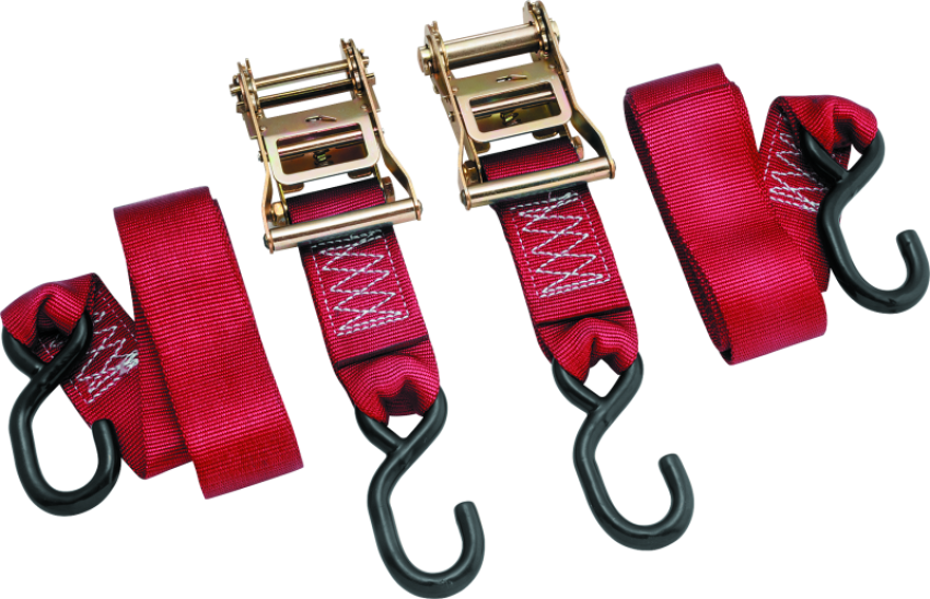 BikeMaster 100577 2x84in Ratchet Tiedown Pair - Red