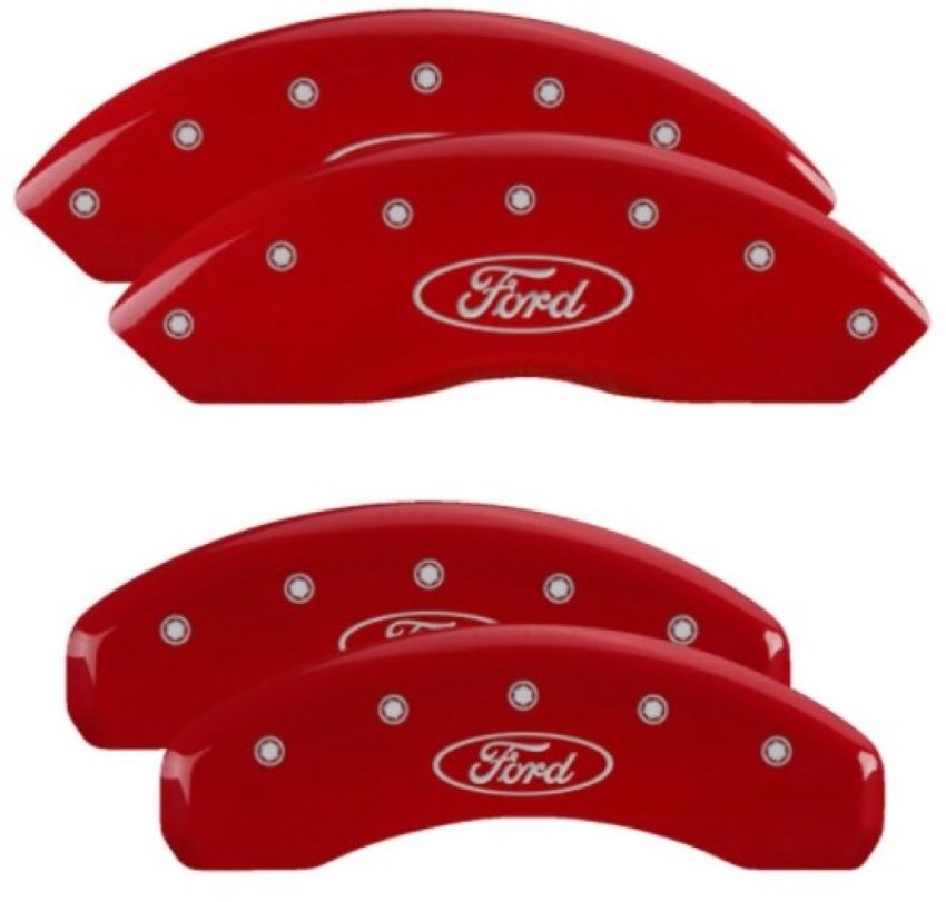 MGP 10248sfrdrd 4 Caliper Covers Engraved Front & Rear Oval Logo/Ford Red Finish Silver Char 2019 Ford Ranger
