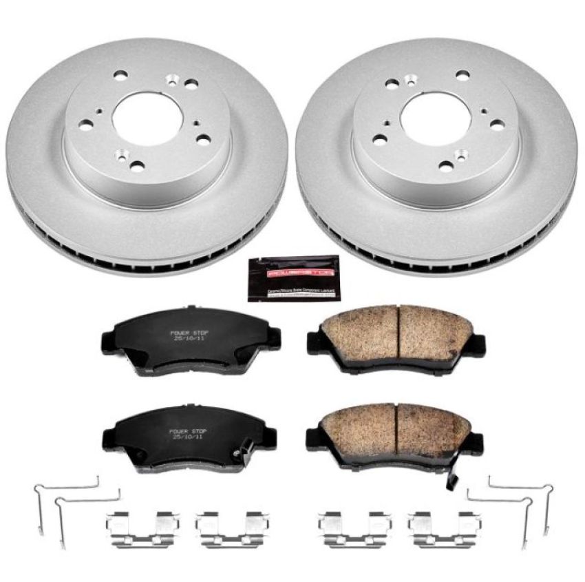 PowerStop CRK6317 Genuine Geomet Coated Rotor and Low-Dust Ceramic Brake Pad Kit