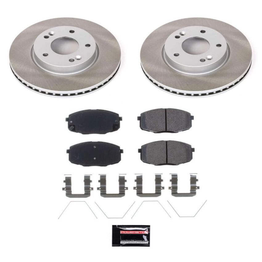 PowerStop SC8007 Semi-Coated Rotor and Low-Dust Ceramic Brake Pad Kit