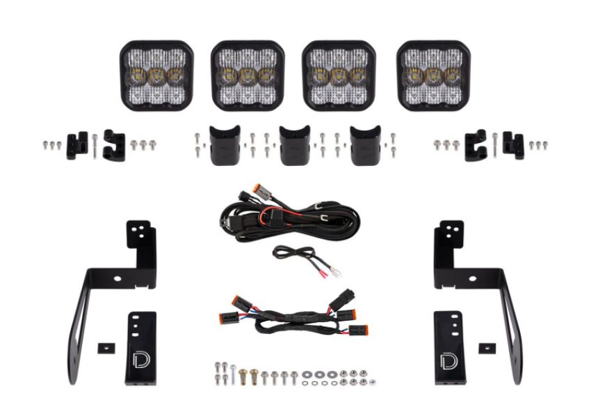 Diode Dynamics DD7272 Jeep JK SS5 4-Pod CrossLink Grille Lightbar Kit Pro - White Combo