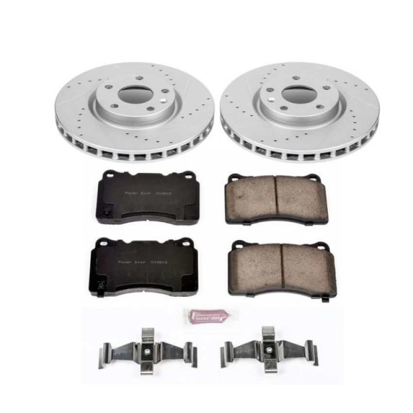 PowerStop K6528 Z23 Daily Driver Carbon-Fiber Ceramic Brake Pad and Drilled & Slotted Rotor Kit