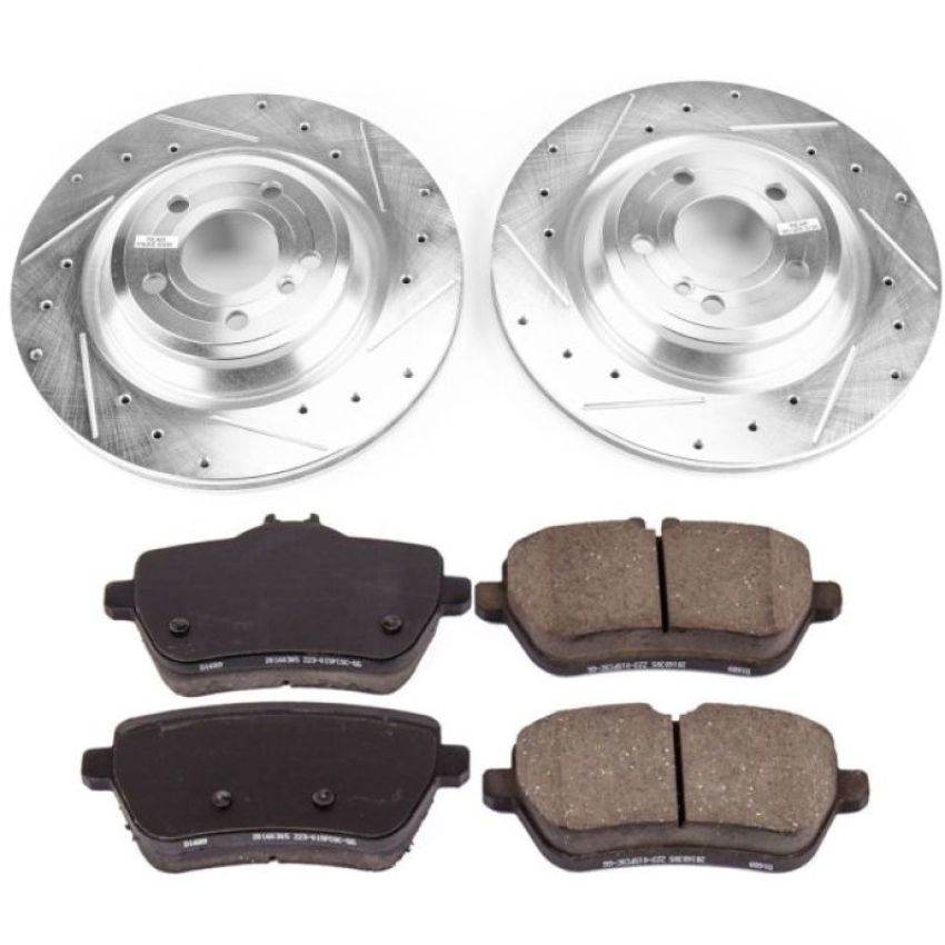 PowerStop K6904 Z23 Daily Driver Carbon-Fiber Ceramic Brake Pad and Drilled & Slotted Rotor Kit