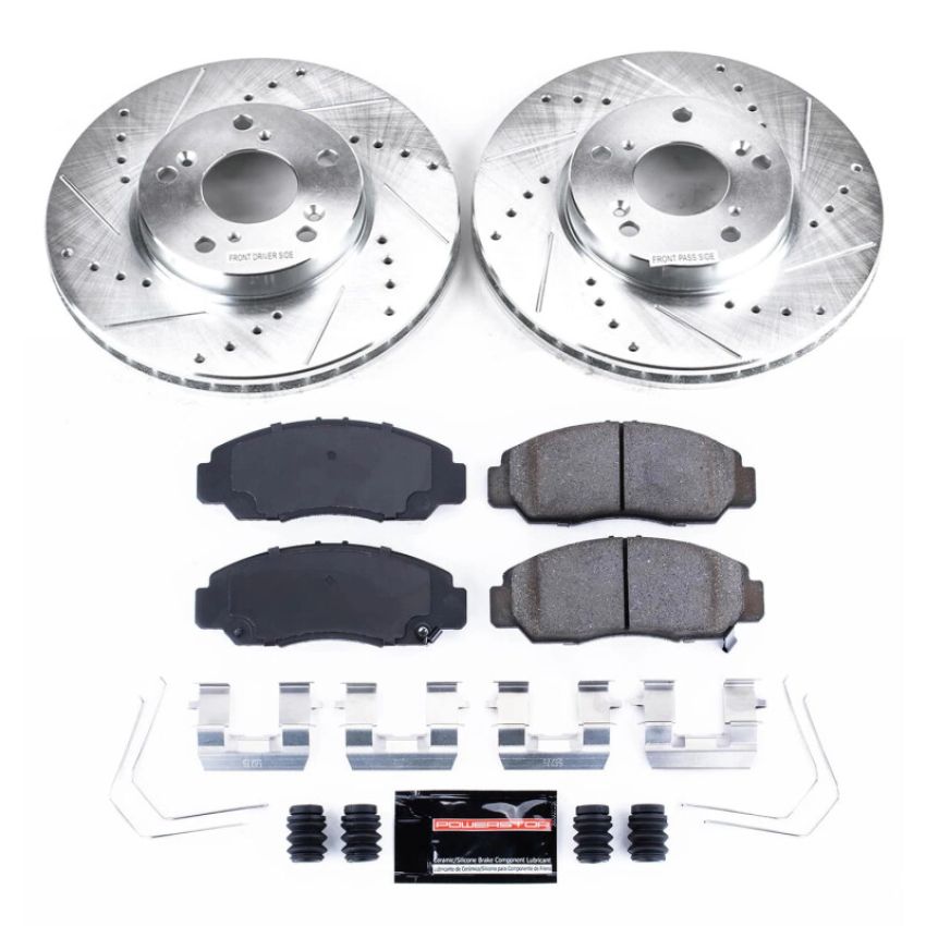 PowerStop K9109 Z23 Daily Driver Carbon-Fiber Ceramic Brake Pad and Drilled & Slotted Rotor Kit