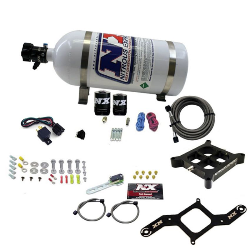 Nitrous Express 63840-10 4150 SINGLE ENTRY CROSSBAR PLATE SYSTEM, RNC (250-750HP) W/10LB BOTTLE