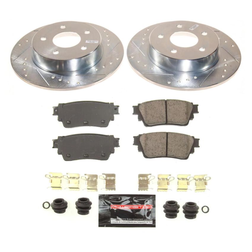 PowerStop K8675 Z23 Daily Driver Carbon-Fiber Ceramic Brake Pad and Drilled & Slotted Rotor Kit