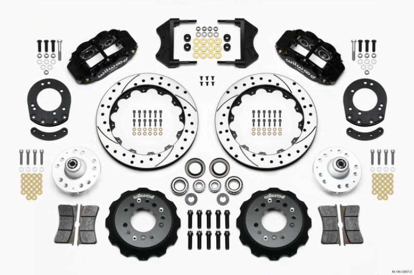 Wilwood 140-12637-D Narrow Superlite 6R Front Hub Kit 12.88in Drilled 1965-1969 Mustang Drum Spindle