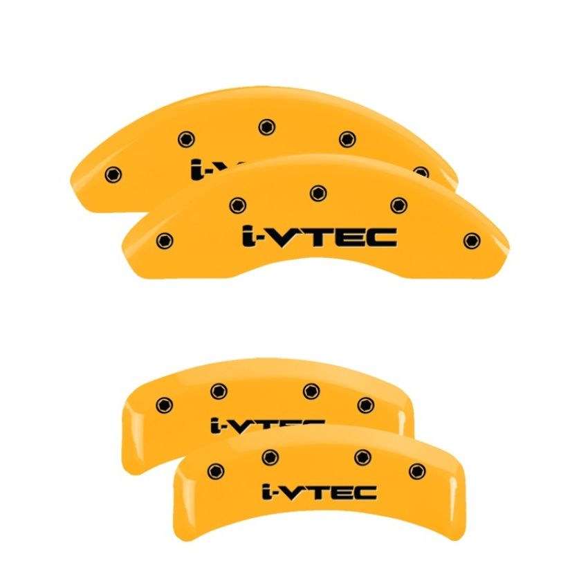 MGP 20130SIVTYL 4 Caliper Covers Engraved Front & Rear i-Vtec Yellow finish black ch