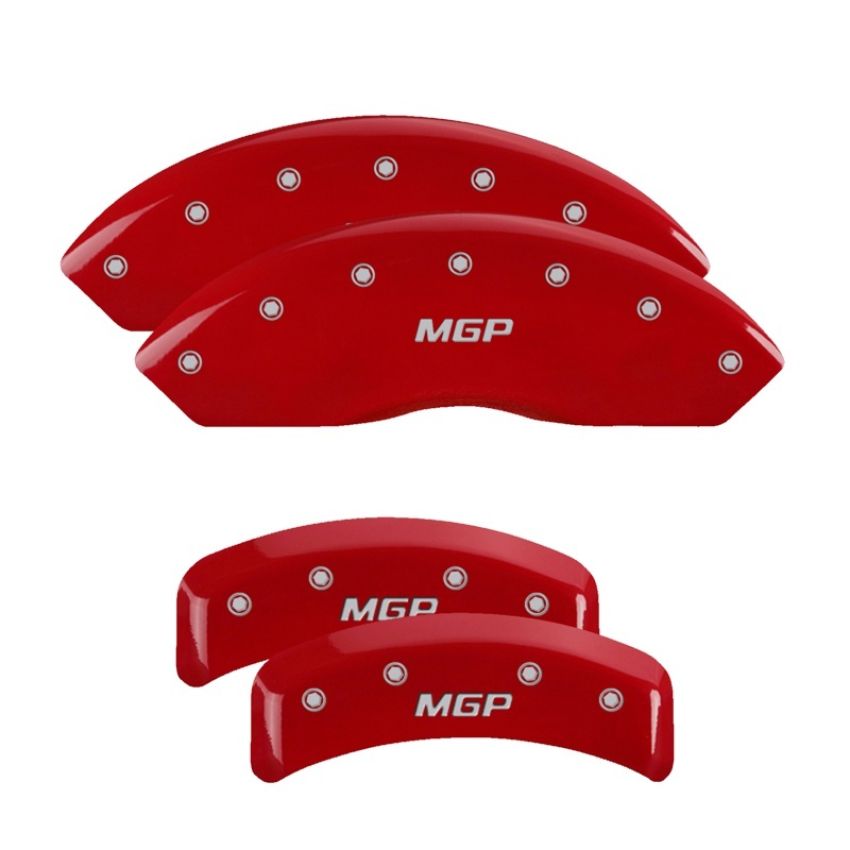 MGP 54005SMGPRD 4 Caliper Covers Engraved Front & Rear  Red finish silver ch