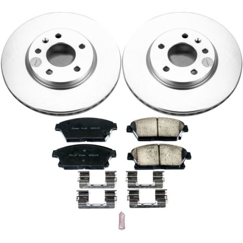 PowerStop CRK5554 Genuine Geomet Coated Rotor and Low-Dust Ceramic Brake Pad Kit