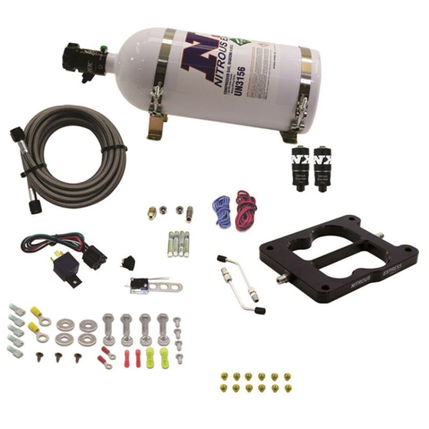 Nitrous Express 40081-10 Q-JET/HOLLEY SPREAD BORE HITMAN PLUS (50-100-150-200HP) WITH 10LB BOTTLE