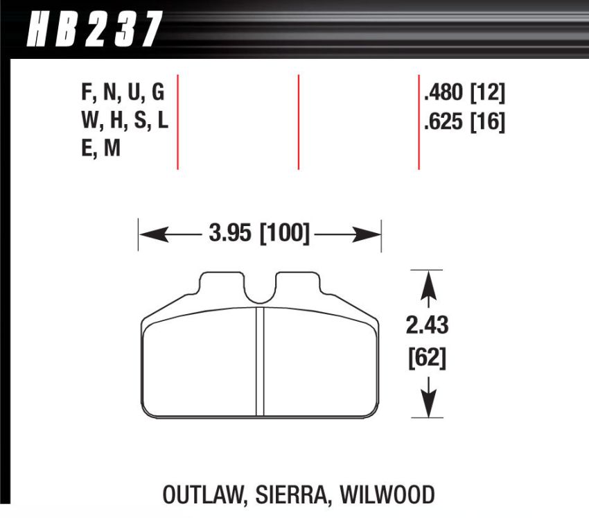 Hawk Performance HB237W.625 DTC-30 Disc Brake Pad
