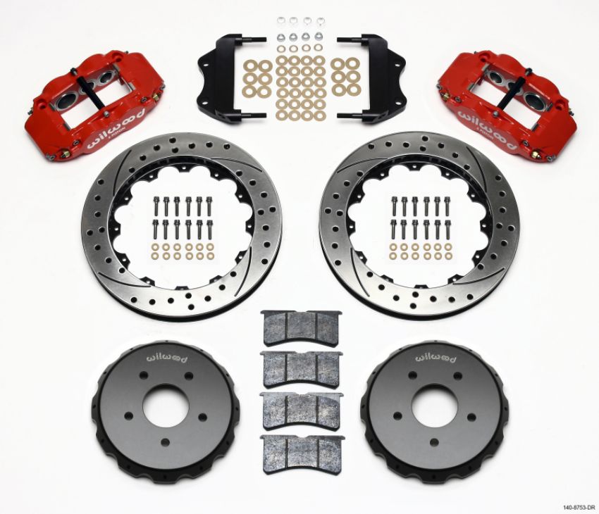 Wilwood 140-8753-DR Narrow Superlite 6R Front Hat Kit 13.06in Drilled Red 2004-2006 Pontiac GTO