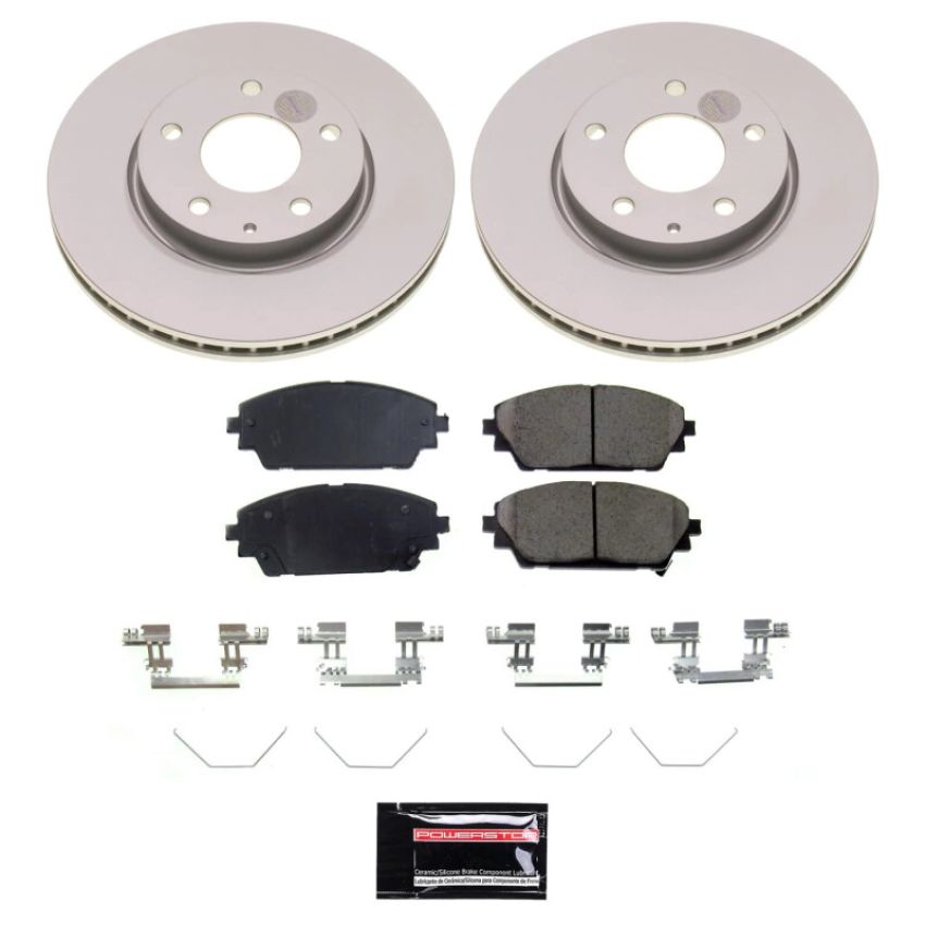 PowerStop CRK8756 Genuine Geomet Coated Rotor and Low-Dust Ceramic Brake Pad Kit