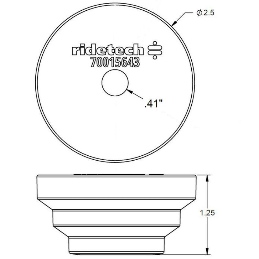 Ridetech 70015643 Bump Stop, Embedded Washer, Rubber, 1.25 in. Height