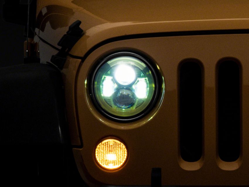 Raxiom J154699 07-18 Jeep Wrangler JK 7-In LED Headlights Green Housing- Clear Lens